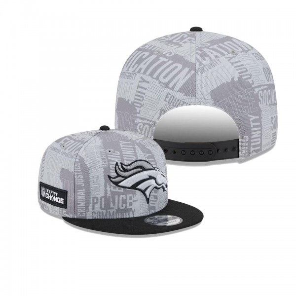 Men's Denver Broncos Gray Black 2023 Inspire Change 9FIFTY Snapback Hat
