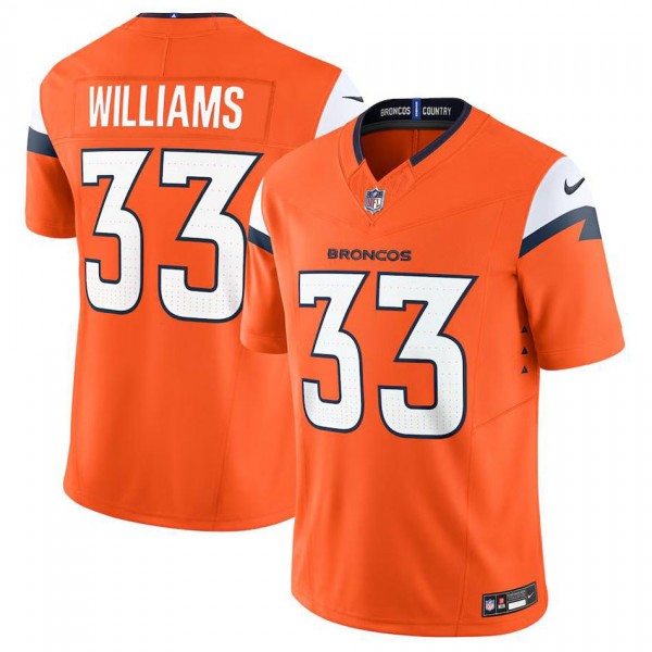 Men's Denver Broncos Javonte Williams Orange Vapor...
