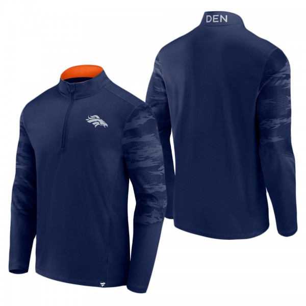 Men's Denver Broncos Navy Ringer Quarter-Zip Jacket