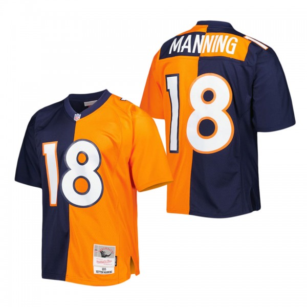 Men's Denver Broncos Peyton Manning Mitchell & Ness Navy Orange 2015 Split Legacy Replica Jersey