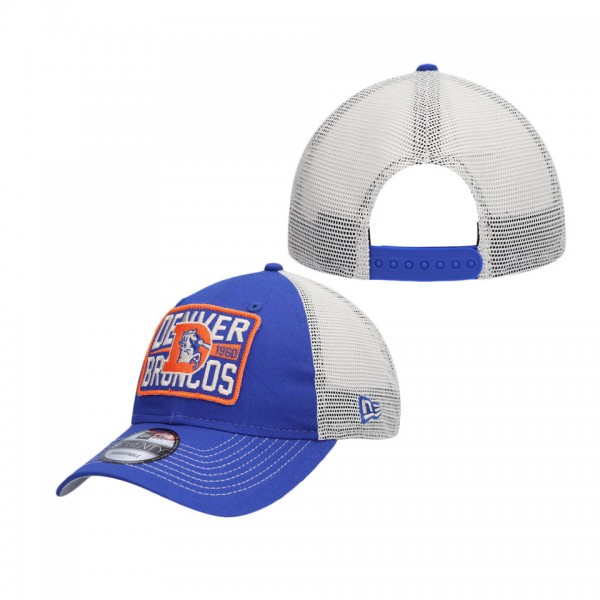 Men's Denver Broncos Royal Natural Historic Logo Devoted Trucker 9TWENTY Snapback Hat