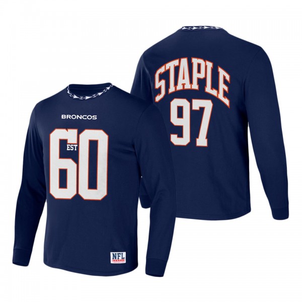 Men's Denver Broncos NFL x Staple Navy Core Team Long Sleeve T-Shirt