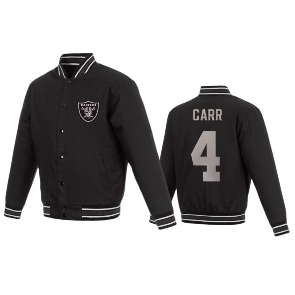 Oakland Raiders Derek Carr Black Poly Twill Name &...