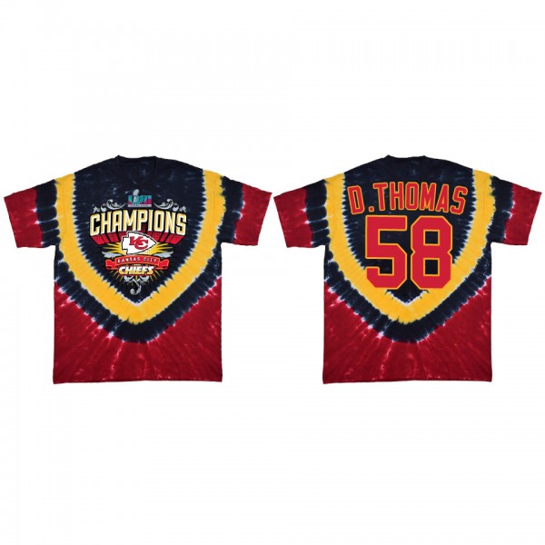 Derrick Thomas Kansas City Chiefs Red Super Bowl LVII Champions Shield Tie Dye T-Shirt