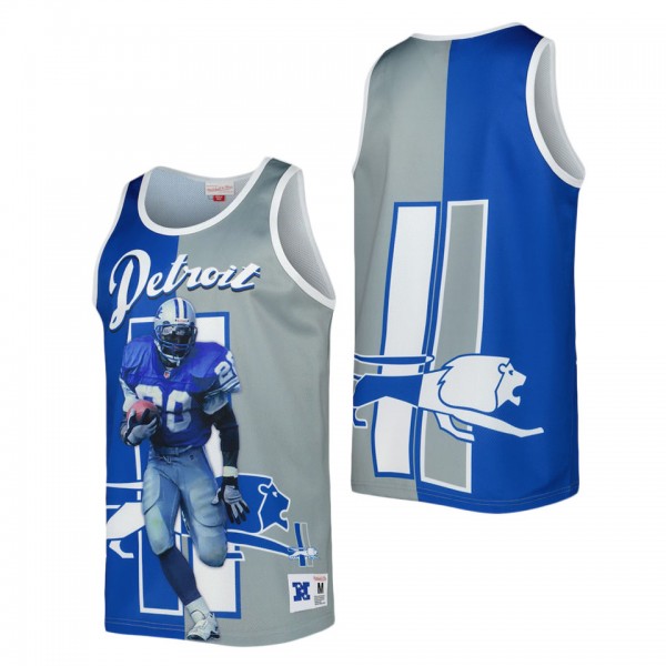 Detroit Lions Barry Sanders Mitchell & Ness Blue Silver Retired Player Graphic Tank Top