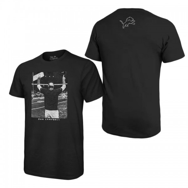 Men's Detroit Lions Dan Campbell Majestic Threads Black Graphic T-Shirt