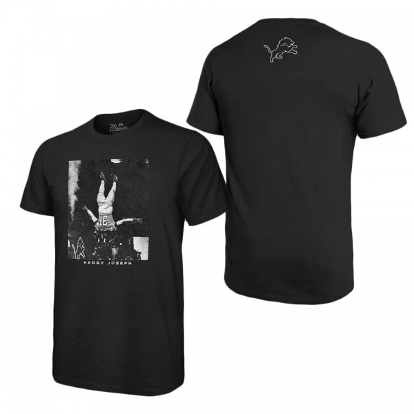 Men's Detroit Lions Kerby Joseph Majestic Threads Black Graphic T-Shirt