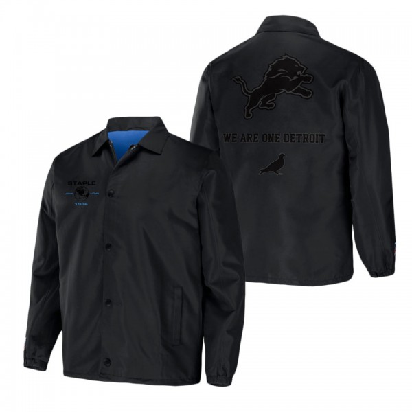 Men's Detroit Lions NFL x Staple Black Coaches Full-Snap Jacket