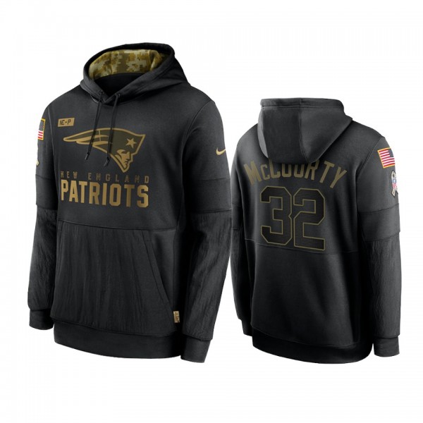 New England Patriots Devin McCourty Black 2020 Salute To Service Sideline Performance Pullover Hoodie