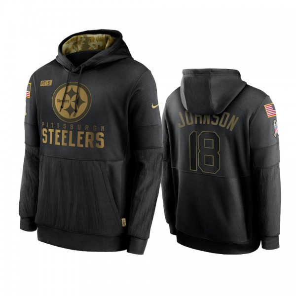 Pittsburgh Steelers Diontae Johnson Black 2020 Salute To Service Sideline Performance Pullover Hoodie