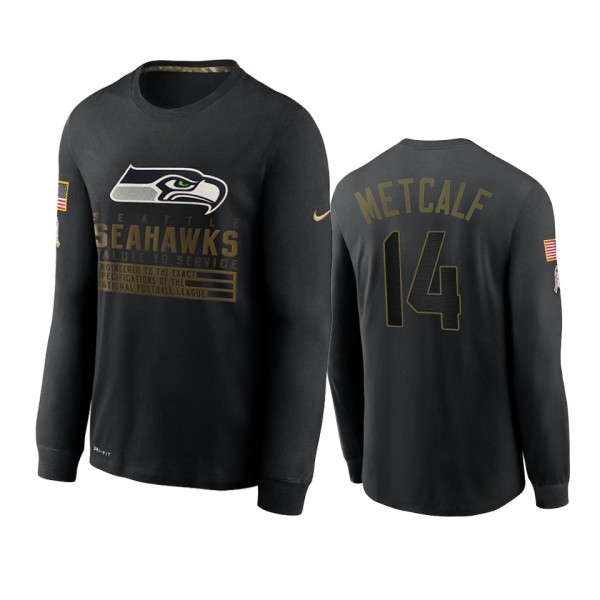 Seattle Seahawks DK Metcalf Black 2020 Salute To Service Sideline Performance Long Sleeve T-shirt
