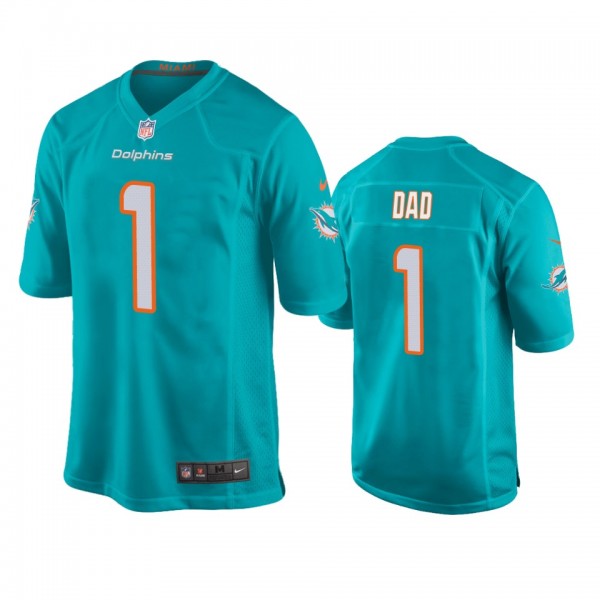 Miami Dolphins Aqua 2019 Father's Day #1 Dad Game Jersey
