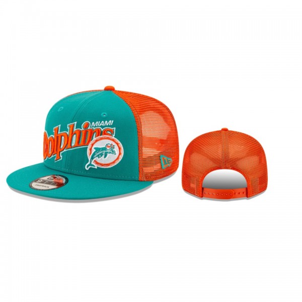 Miami Dolphins Aqua Orange Mesh Effect 9FIFTY Snapback Hat