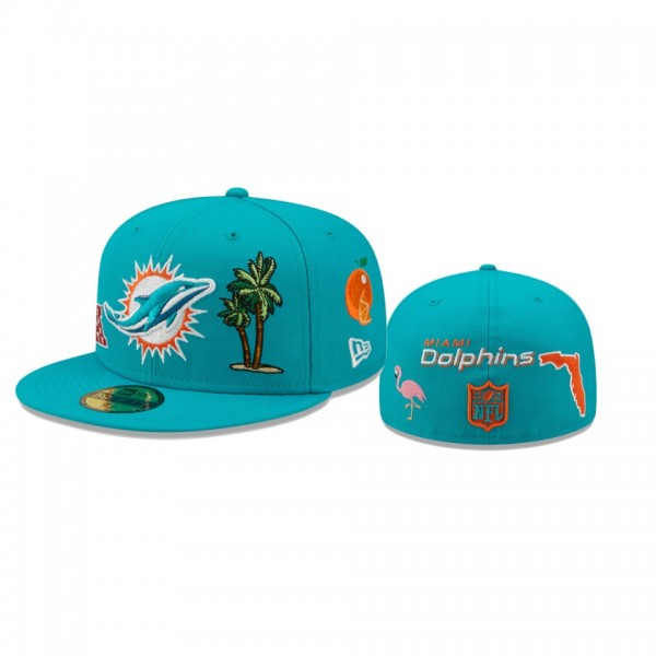 Miami Dolphins Aqua Team Local 59FIFTY Fitted Hat