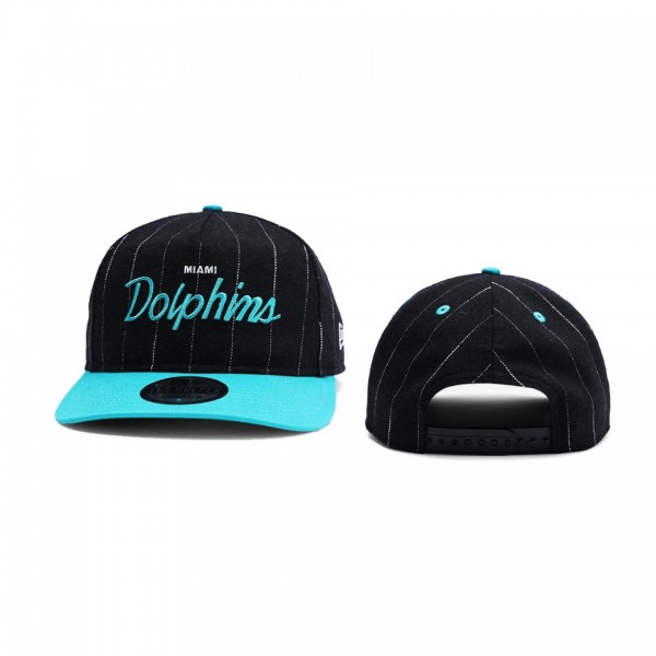Miami Dolphins Black Pinstripe Old Golfer Snapback Hat