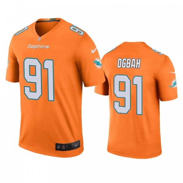 Miami Dolphins Emmanuel Ogbah Orange Color Rush Le...
