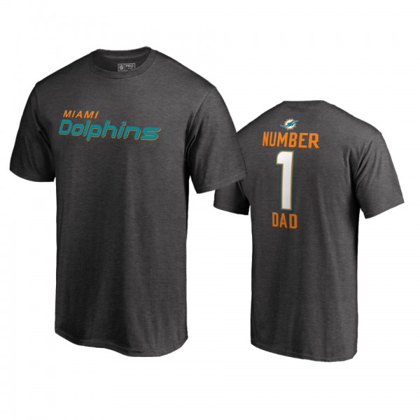 Miami Dolphins Heathered Gray 2019 Father's Day #1 Dad T-Shirt