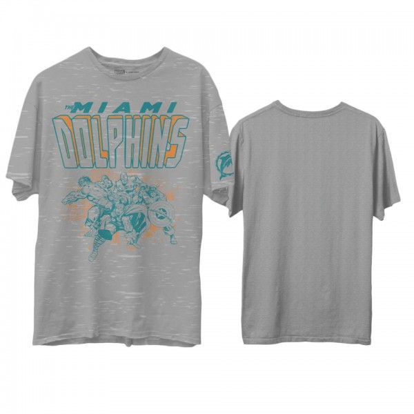 Men's Dolphins Junk Food Marvel Heathered Gray T-S...