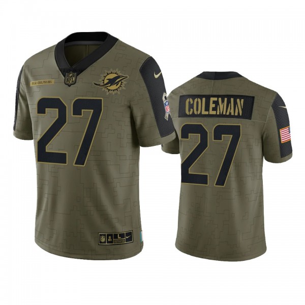 Miami Dolphins Justin Coleman Olive 2021 Salute To Service Limited Jersey