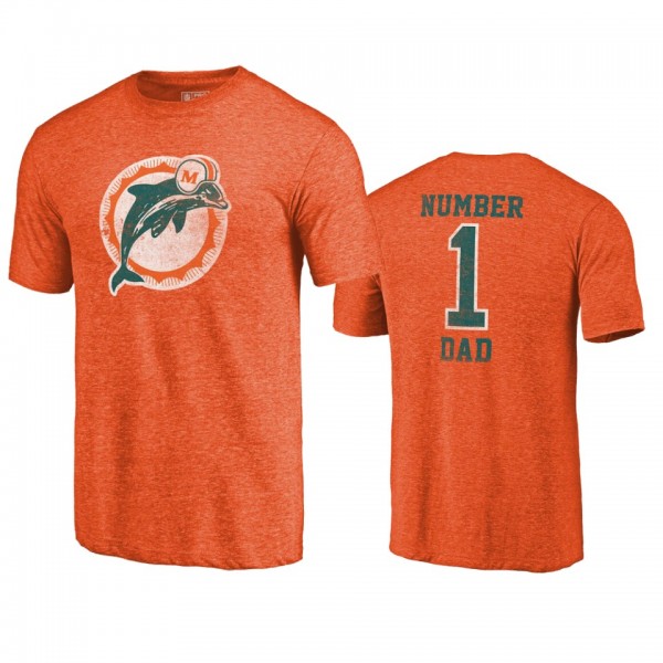 Miami Dolphins Orange Greatest Dad Retro Tri-Blend T-Shirt