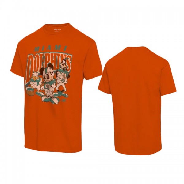 Miami Dolphins Orange Disney Mickey Huddle T-Shirt