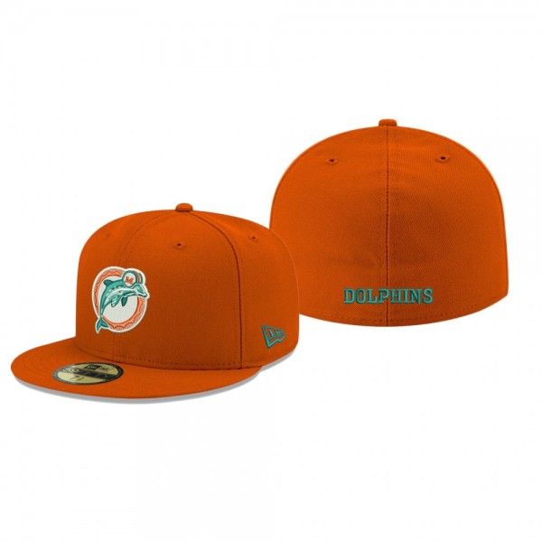 Miami Dolphins Orange Omaha Throwback 59FIFTY Fitt...