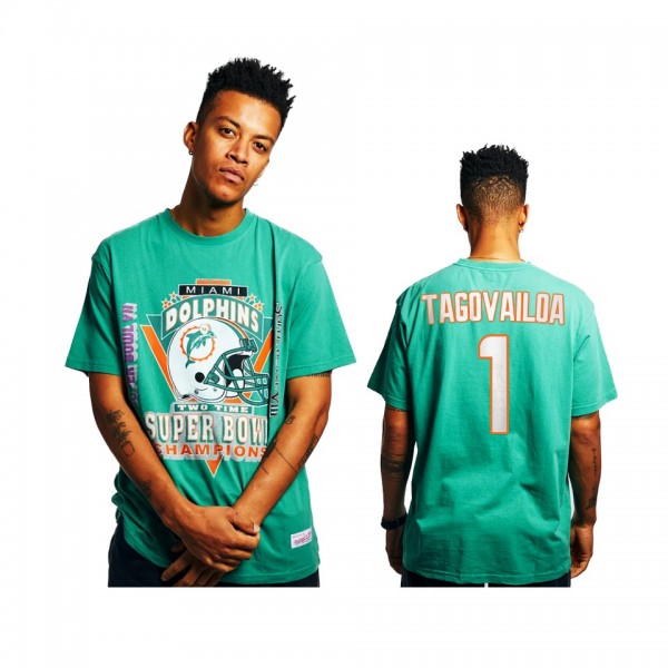 Miami Dolphins Tua Tagovailoa Aqua Super Bowl Champions Vintage T-Shirt