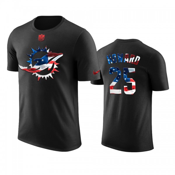 Miami Dolphins Xavien Howard Black 2020 Independence Day Stars & Stripes T-shirt