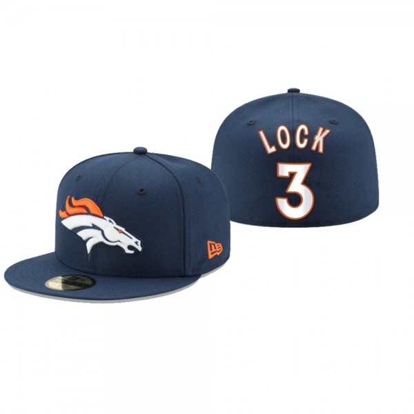 Denver Broncos Drew Lock Navy Omaha 59FIFTY Fitted Hat