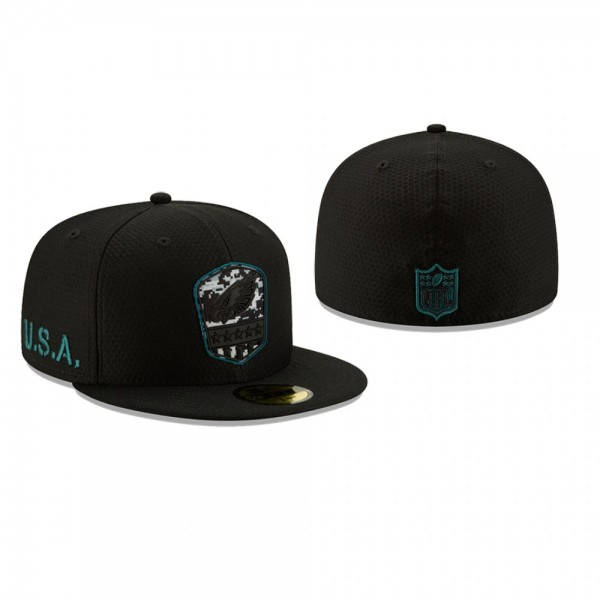 Philadelphia Eagles Black 2019 Salute to Service 59FIFTY Fitted Hat