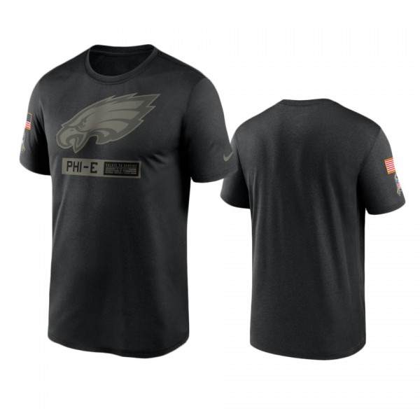 Philadelphia Eagles Black 2020 Salute to Service Team Logo Performance T-Shirt