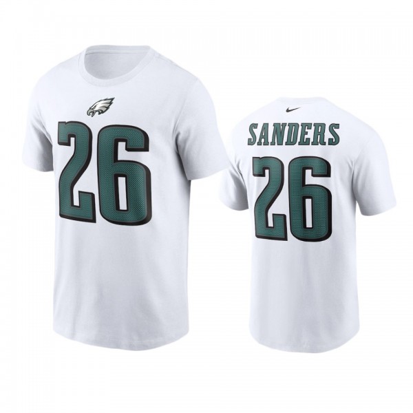 Men's Philadelphia Eagles Miles Sanders White Name & Number T-Shirt