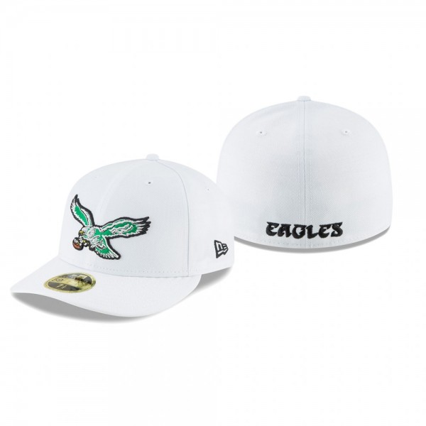 Philadelphia Eagles White Omaha Throwback Logo Low Profile 59FIFTY Hat