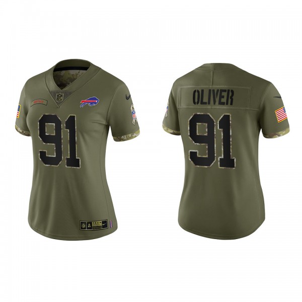 Ed Oliver Women's Buffalo Bills Olive 2022 Salute To Service Limited Jersey