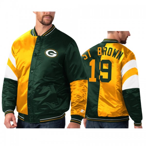 Green Bay Packers Equanimeous St. Brown Green Gold Split Leader Varsity Jacket