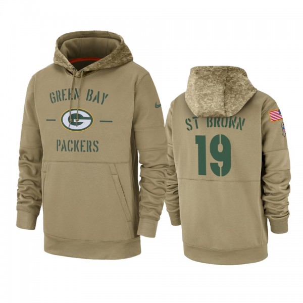 Green Bay Packers Equanimeous St. Brown Tan 2019 Salute to Service Sideline Therma Pullover Hoodie