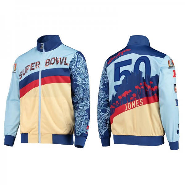Men's Los Angeles Rams Ernest Jones Blue Cream Starter x MSX by Michael Strahan Super Bowl LVI Skyline Track Jacket