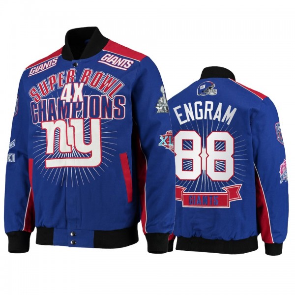 New York Giants Evan Engram Royal Super Bowl Champions Extreme Triumph Commemorative Full-Snap Jacket