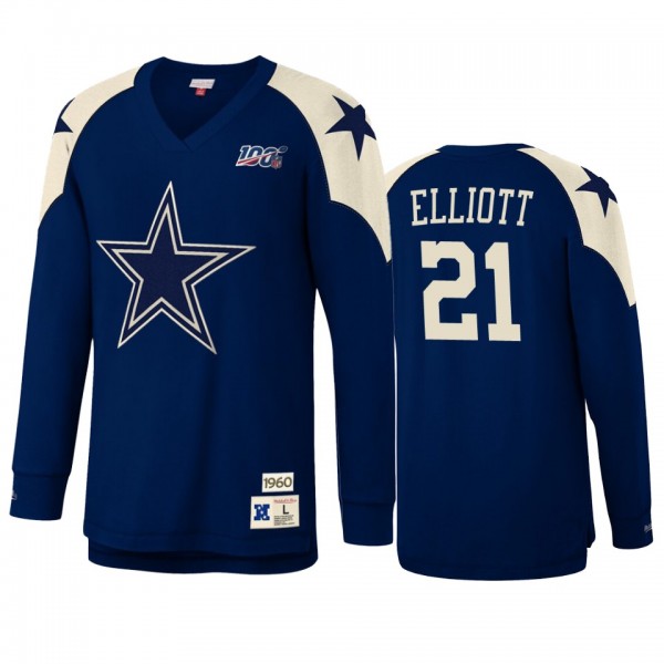 Dallas Cowboys Ezekiel Elliott Mitchell & Ness Navy NFL 100 Team Inspired T-Shirt