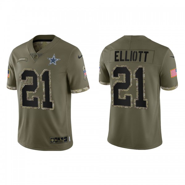 Ezekiel Elliott Dallas Cowboys Olive 2022 Salute T...