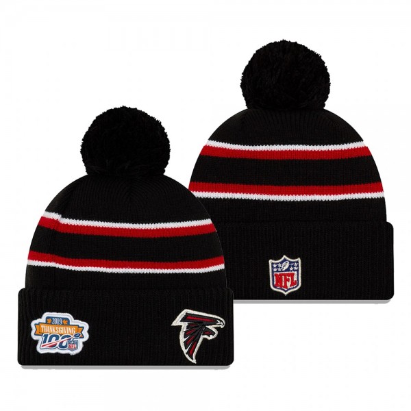 Atlanta Falcons Black 2019 Thanksgiving Sideline Cuffed Pom Knit Hat