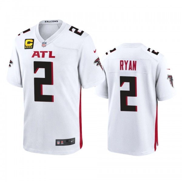 Atlanta Falcons Matt Ryan White Game Captain Patch Jersey
