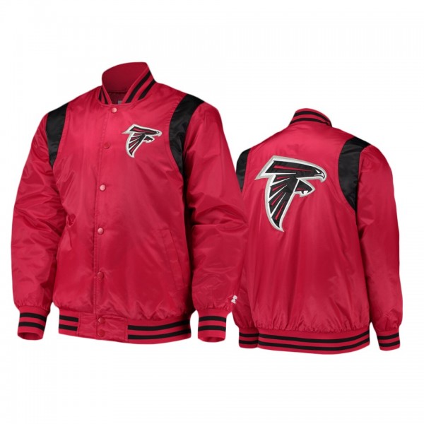 Atlanta Falcons Red Black Prime Time Twill Satin Varsity Full-Snap Jacket