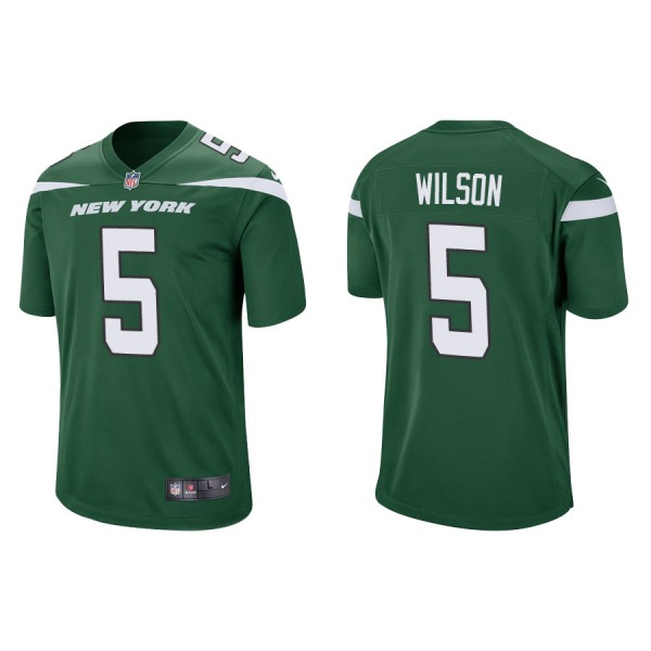 Men's New York Jets Garrett Wilson Green Game Jers...