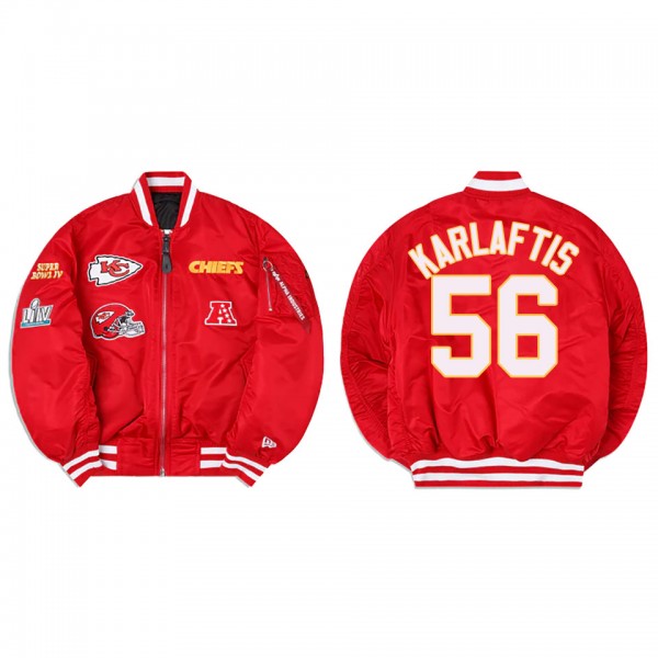 George Karlaftis Alpha Industries X Kansas City Chiefs MA-1 Bomber Red Jacket