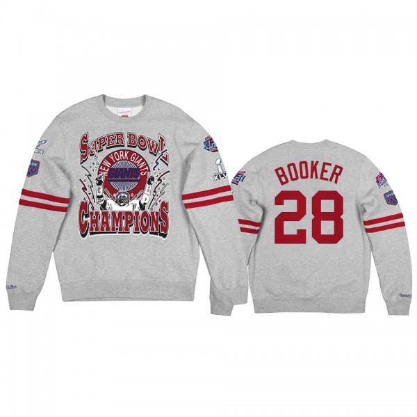 Men's New York Giants Devontae Booker Gray All Over Champs Premium Jumper Sweatshirt