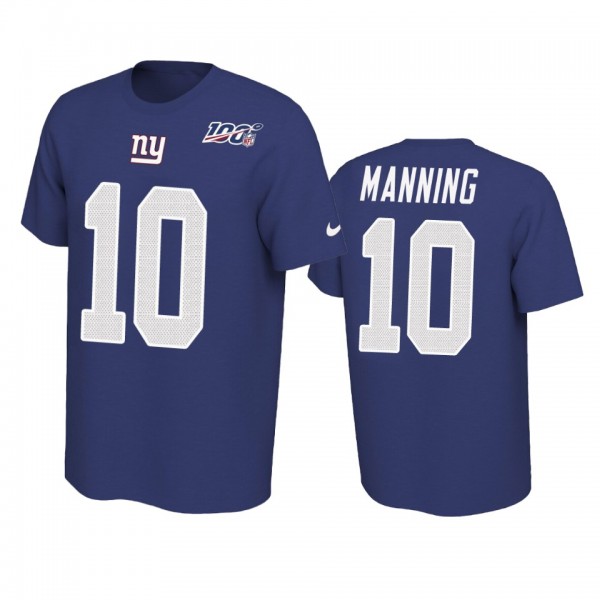 New York Giants Eli Manning Royal 100th Season Pla...