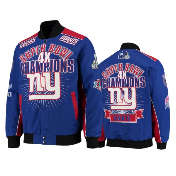 New York Giants G-III Sports by Carl Banks Royal Extreme Triumph Commemorative Full-Snap Jacket