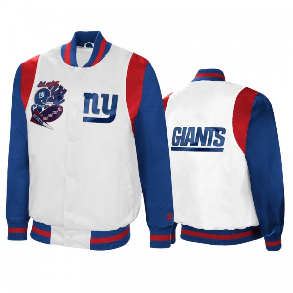 New York Giants White Royal Retro The All-American Full-Snap Jacket