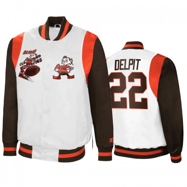 Cleveland Browns Grant Delpit White Brown Retro The All-American Full-Snap Jacket
